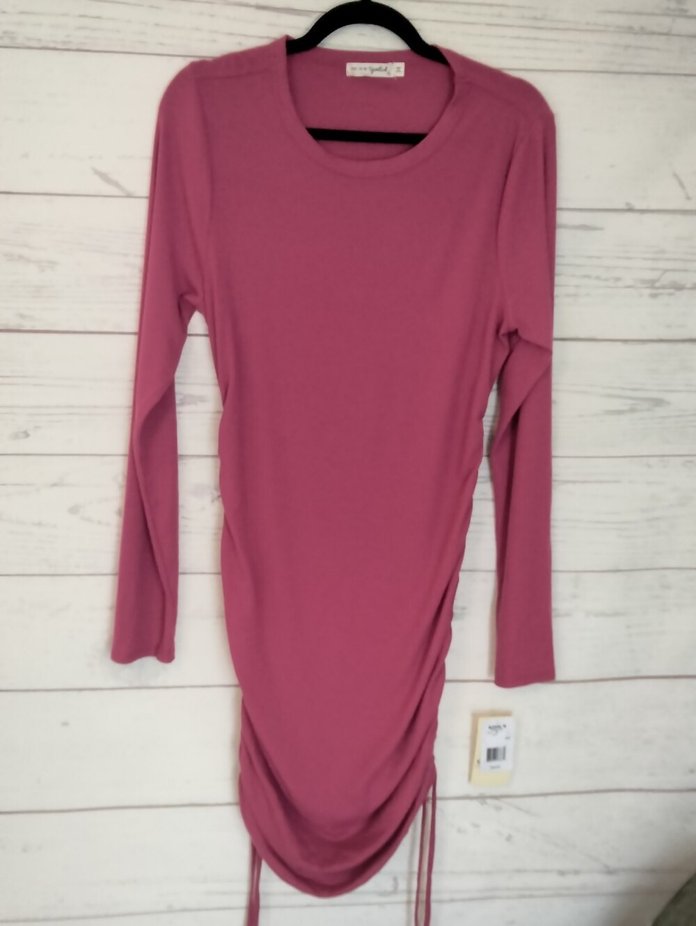 Pink Long-Sleeve Ruched Dress - Soft Knit